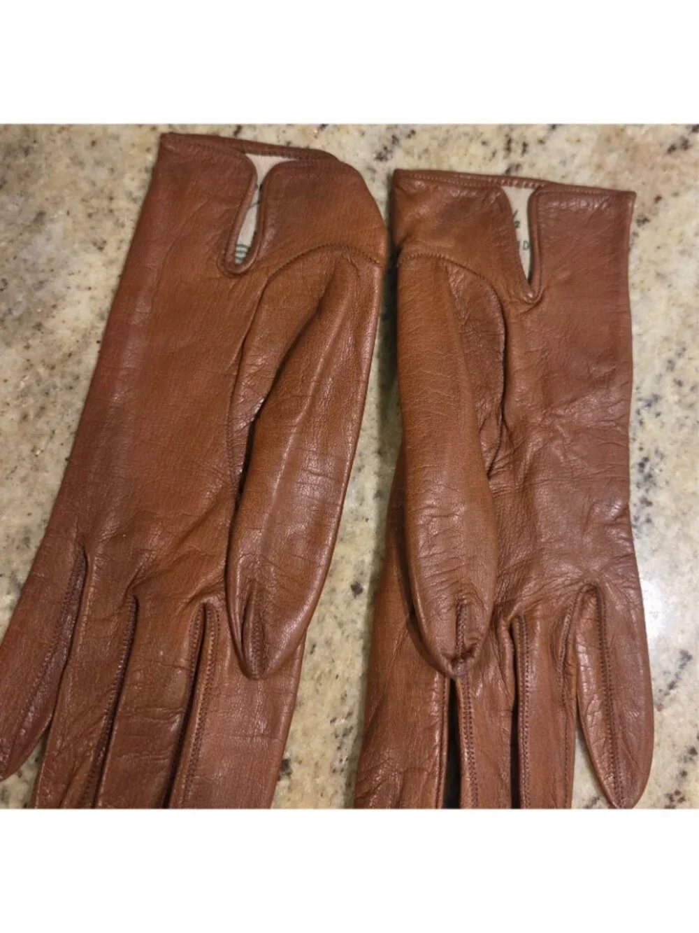 Vtg Womens Size S / 6.5 Brown Soft Kid Leather Silk Lined Formal Gloves France